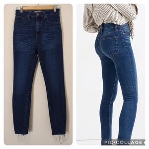 Madewell Hayes Wash Blue Raw Hem Curvy High Rise Skinny Jeans Size 25